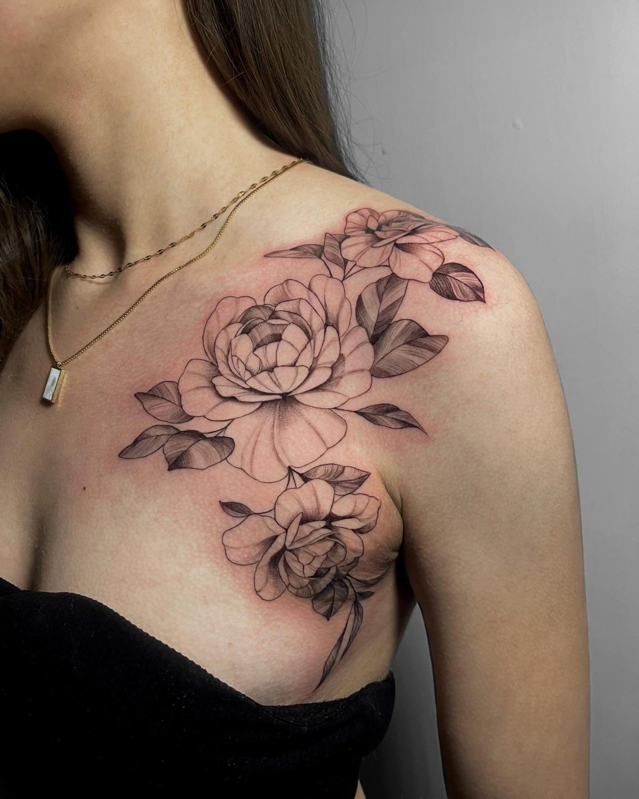 Peonías · por @mich.tattooart