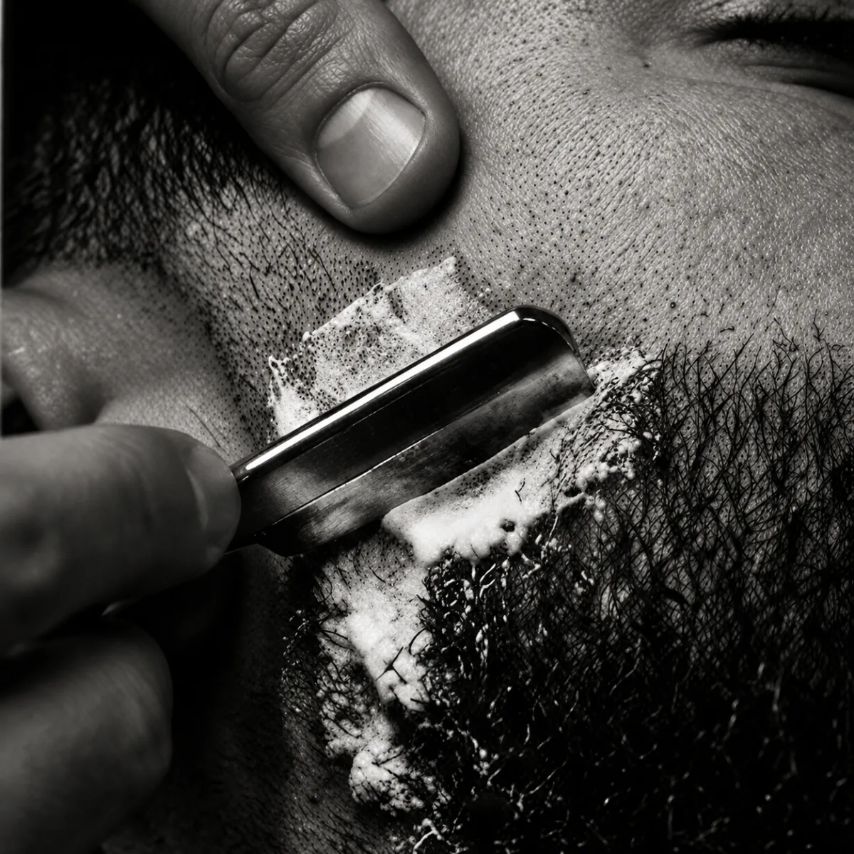 Perfilado de barba a navaja